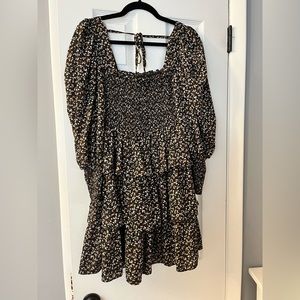 Black Floral Tiered Dress